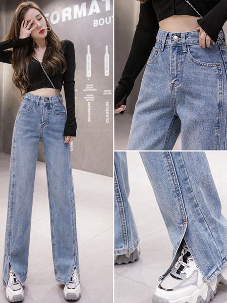 jeans women's jeans 2020 autumn new split straight leg pants loose high waist thinner women drape wide leg pants, Blue
jeans women's jeans 2020 autumn new split straight leg pants loose high waist thinner women drape wide leg pants, Blue