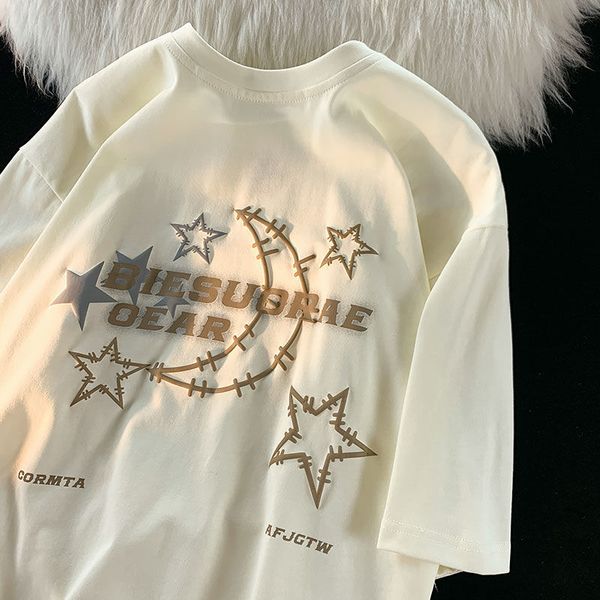 women's tshirt american vintage hiphop letter star cotton short sleeve tshirt men and women ins summer loose couple bottom shirt y2k 23, White
women's tshirt american vintage hiphop letter star cotton short sleeve tshirt men and women ins summer loose couple bottom shirt y2k 23, White