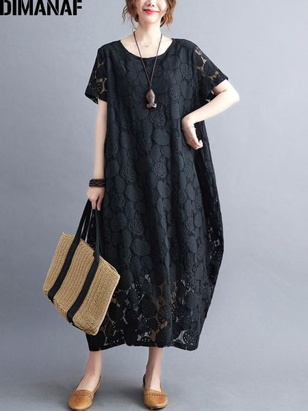 dresses dimanaf 2022 summer women dress lace floral fashion sundress vestidos loose oversized elegant lady maxi long dress clothing, Black;gray
dresses dimanaf 2022 summer women dress lace floral fashion sundress vestidos loose oversized elegant lady maxi long dress clothing, Black;gray