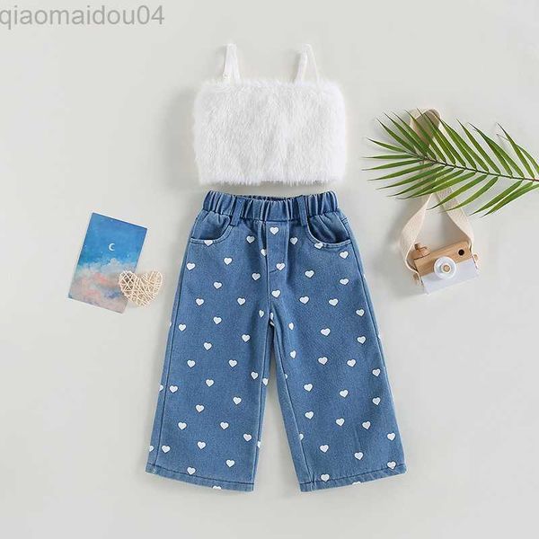 clothing sets girls children summer clothing set sleeveless strap furry + elastic waist heart print jeans pants princess outfit aa230426, White
clothing sets girls children summer clothing set sleeveless strap furry + elastic waist heart print jeans pants princess outfit aa230426, White
