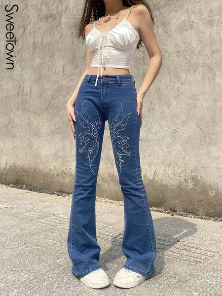 jeans sweetown diamond butterfly cute y2k flare jeans preppy style school girls denim trousers women low waist slim vintage sweatpants, Blue
jeans sweetown diamond butterfly cute y2k flare jeans preppy style school girls denim trousers women low waist slim vintage sweatpants, Blue