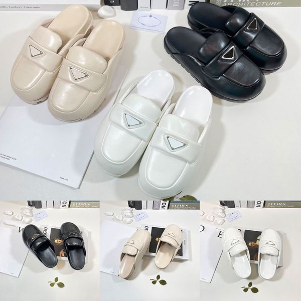 2023 women mules prad soft lining leather sandals slippers mule slides triangle womens lady scuffs indoors outdoor fashions, Black
2023 women mules prad soft lining leather sandals slippers mule slides triangle womens lady scuffs indoors outdoor fashions, Black