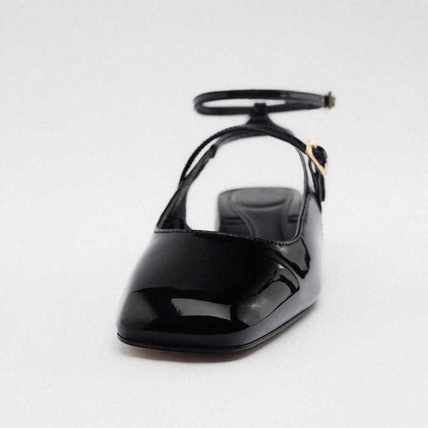 new sandals womans patent leather flats shoes squared toe flat office lady block heel women ankle strap slingbacks 230406, Black 
new sandals womans patent leather flats shoes squared toe flat office lady block heel women ankle strap slingbacks 230406, Black