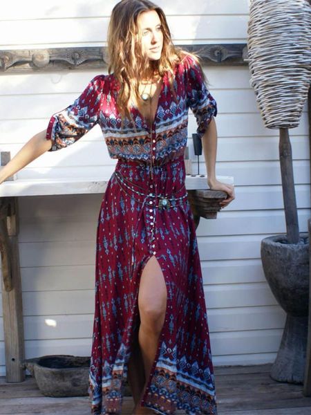 dresses fashion bohemian style floral printed long dress women new holiday chic vintage singlebreasted maxi dress female, Black;gray
dresses fashion bohemian style floral printed long dress women new holiday chic vintage singlebreasted maxi dress female, Black;gray