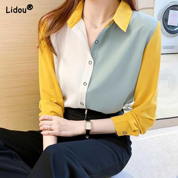 women's blouses shirts office lady solid color button turn-down collar simple loose women spring autumn grace trend clothing 230426, White
women's blouses shirts office lady solid color button turn-down collar simple loose women spring autumn grace trend clothing 230426, White
