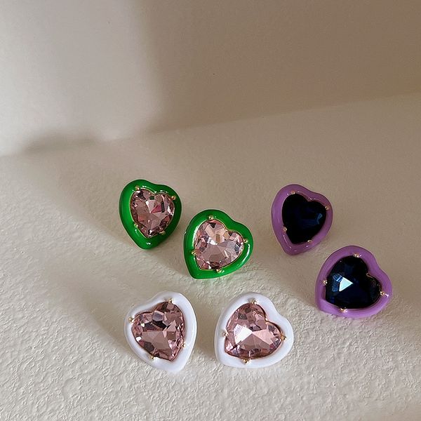 korean fashion candy color cz crystal stud earrings 925 silver earpost lovely heart earrings for women girls, Golden;silver
korean fashion candy color cz crystal stud earrings 925 silver earpost lovely heart earrings for women girls, Golden;silver