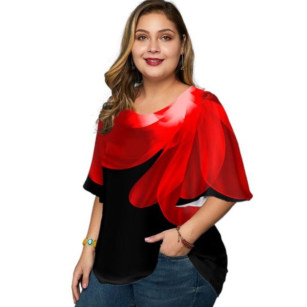 t-shirt plus size floral print round neck tunic for women elegant flared short sleeve contrast color loose casual tee shirts office, Black
t-shirt plus size floral print round neck tunic for women elegant flared short sleeve contrast color loose casual tee shirts office, Black