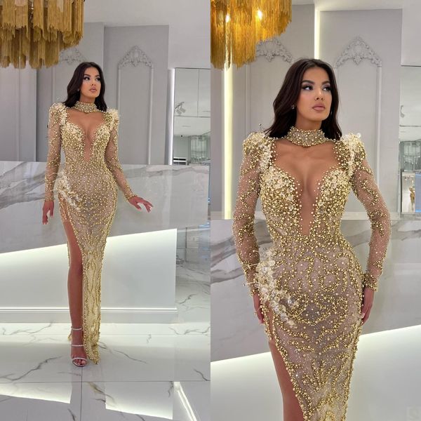luxury mermaid prom dresses designer high neck hollow long sleeves whole body pearls on tulle side split custom made plus size party dress v, Black
luxury mermaid prom dresses designer high neck hollow long sleeves whole body pearls on tulle side split custom made plus size party dress v, Black