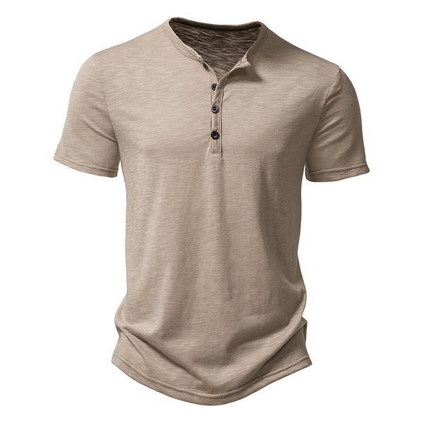 

Mens t shirt designer shirt tshirt polo shirt Henley Collar Summer Men Casual Solid Color Short Sleeve T Shirt for Men Polo men High Quality Mens TShirts Black size 2XL, Army green