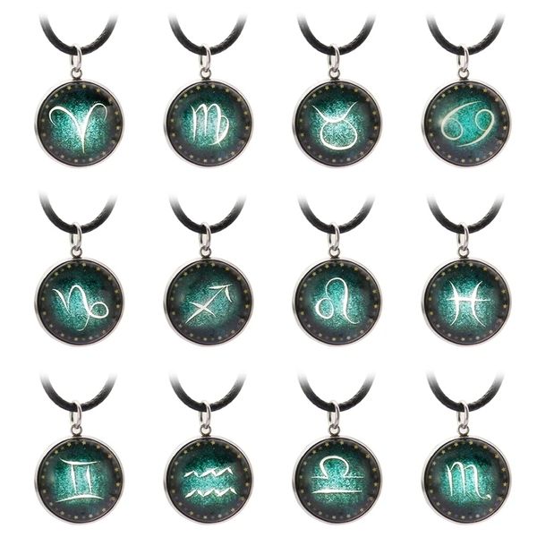 12 constellation glow in the zodiac signs necklace design new luminous men leather charm for men women jewelry gifts, Silver
12 constellation glow in the zodiac signs necklace design new luminous men leather charm for men women jewelry gifts, Silver