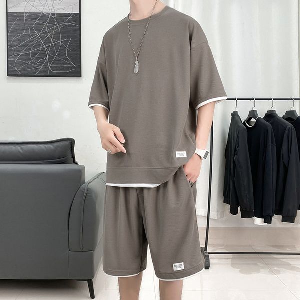 men's tracksuits waffle pattern 2 piece men shorts set summer tracksuit men fashion clothing harajuku style japan fashion loose fit swe, Gray
men's tracksuits waffle pattern 2 piece men shorts set summer tracksuit men fashion clothing harajuku style japan fashion loose fit swe, Gray