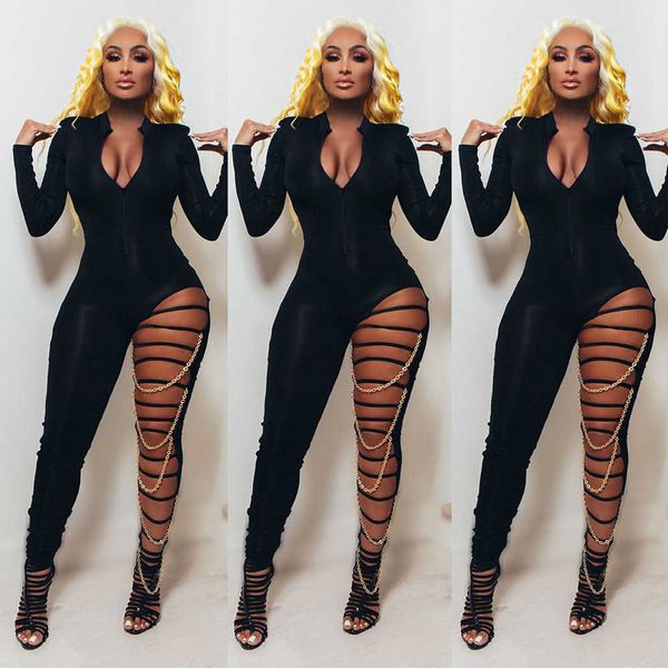 women's jumpsuits rompers zip hole deep v chain slimfit lady pants women black pants plus size j230424, Black;white
women's jumpsuits rompers zip hole deep v chain slimfit lady pants women black pants plus size j230424, Black;white