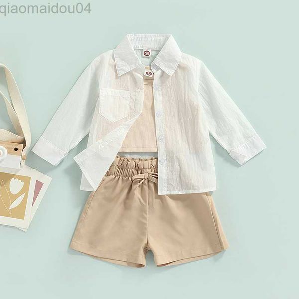 clothing sets fashion 3pcs toddler baby girl summer clothes set solid color long sleeve sheer shirt + tank + casual shorts set aa230426, White
clothing sets fashion 3pcs toddler baby girl summer clothes set solid color long sleeve sheer shirt + tank + casual shorts set aa230426, White