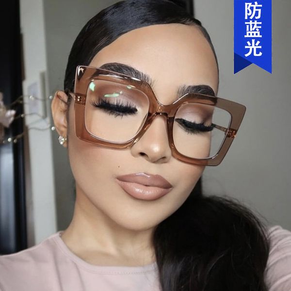 designer sun frame square anti-blue light european and american women's large frame flat mirror crossover trend glasses, White;black
designer sun frame square anti-blue light european and american women's large frame flat mirror crossover trend glasses, White;black