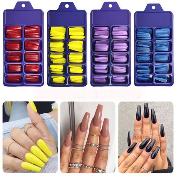 false nails 100pcs candy color long ballerina nail tips full cover matte acrylic fake tip diy beauty manicure extension tools 230425, Red;gold 
false nails 100pcs candy color long ballerina nail tips full cover matte acrylic fake tip diy beauty manicure extension tools 230425, Red;gold