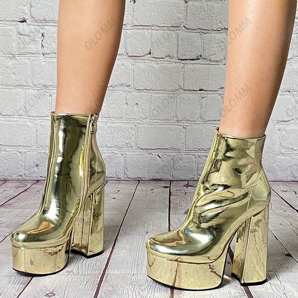 olomm handmade women winter ankle boots patent side zipper hoof heels round toe gorgeous gold silver party shoes us size 5-15, Black
olomm handmade women winter ankle boots patent side zipper hoof heels round toe gorgeous gold silver party shoes us size 5-15, Black