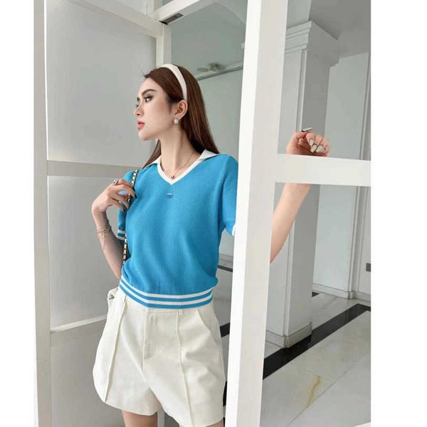 23ss womens knits womens designer clothing lapel v-neck splice color fringe short sleeved knitted womens clothes a1, White
23ss womens knits womens designer clothing lapel v-neck splice color fringe short sleeved knitted womens clothes a1, White
