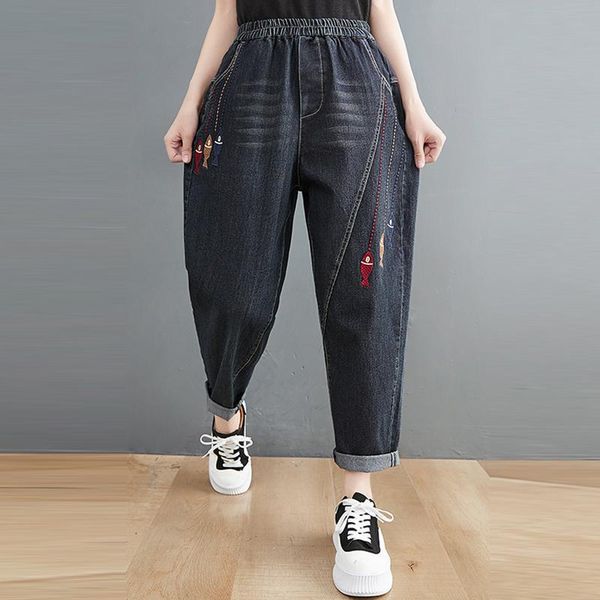 jeans new arrival 2022 spring arts style women elastic waist casual cotton denim harem pants vintage embroider loose jeans v939, Blue
jeans new arrival 2022 spring arts style women elastic waist casual cotton denim harem pants vintage embroider loose jeans v939, Blue