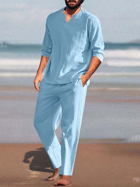 men's tracksuits casual homewear mens solid color long sleeve pullover and long pantsuits spring summer loose cotton linen two piece s, Gray
men's tracksuits casual homewear mens solid color long sleeve pullover and long pantsuits spring summer loose cotton linen two piece s, Gray