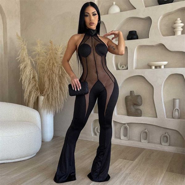 women's jumpsuits rompers sheer mesh patchwork flare jumpsuit women halter lace up backless boot cut pants club party overalls female r, Black;white
women's jumpsuits rompers sheer mesh patchwork flare jumpsuit women halter lace up backless boot cut pants club party overalls female r, Black;white