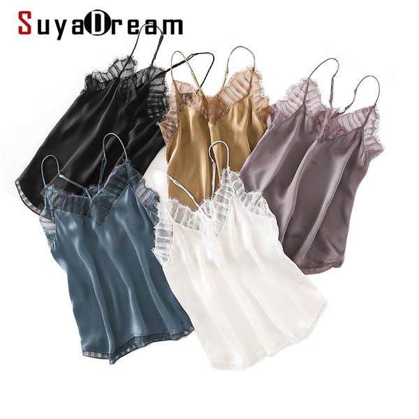 women's tanks camis suyadream women silk camisole 100%silk and lace chic camis spring summer solid bottoming shirt 230426, White
women's tanks camis suyadream women silk camisole 100%silk and lace chic camis spring summer solid bottoming shirt 230426, White