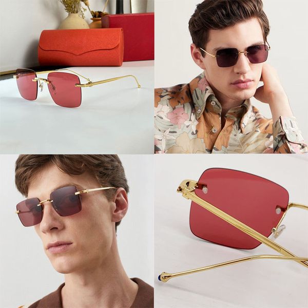 

fashionable and atmospheric men and women Gafas de sol designer with high-quality Pasha de Carti sunglasses retro square frameless frame gold metal legs CT0403