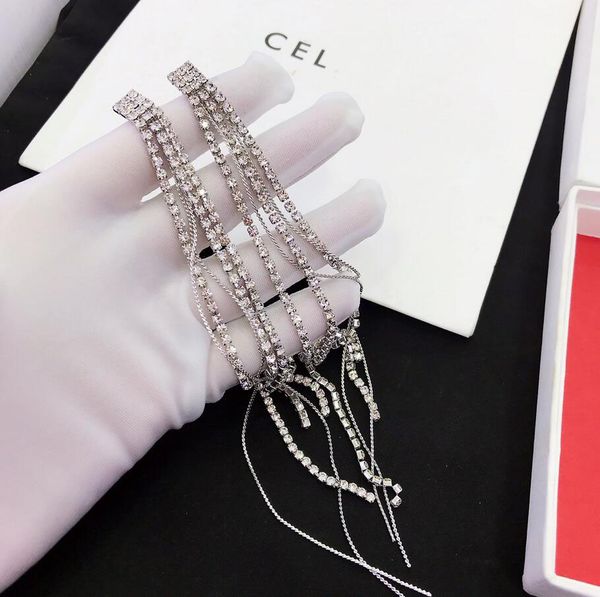 luxury full diamond long tassel chain dangle earring trendy designer earrings gold silver plated eardrop for women engagement wedding party
luxury full diamond long tassel chain dangle earring trendy designer earrings gold silver plated eardrop for women engagement wedding party