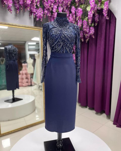navy blue high neck mother of the bride dresses long sleeve beaded tea length prom gown evening vestidos formal dress, Black;red
navy blue high neck mother of the bride dresses long sleeve beaded tea length prom gown evening vestidos formal dress, Black;red