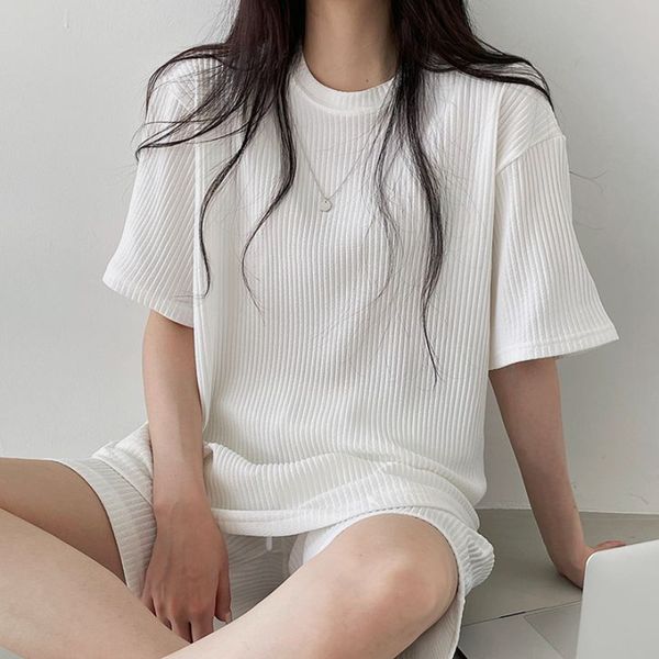 women's t-shirt summer women clothing ice silk sets short sleeve tshirtshorts set 2pcs tracksuit solid loose tees sports casual suit 2, White
women's t-shirt summer women clothing ice silk sets short sleeve tshirtshorts set 2pcs tracksuit solid loose tees sports casual suit 2, White