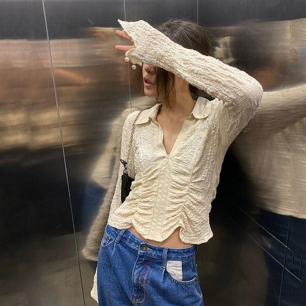 t-shirt karrram ruched crop shirt korean blouse women long sleeve zipper up collared beige tunics ladies spring 2022 fashion, White
t-shirt karrram ruched crop shirt korean blouse women long sleeve zipper up collared beige tunics ladies spring 2022 fashion, White