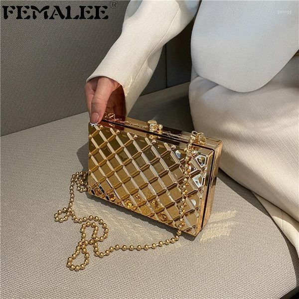 shoulder bags lattice metal box design women party clutch bag chain purse handbags female gold silver plaid crossbody
shoulder bags lattice metal box design women party clutch bag chain purse handbags female gold silver plaid crossbody