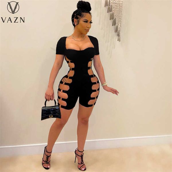 women's jumpsuits rompers vazn 2021 solid hole out short sleeve oneck bandage summer beach party beach playsuits short pant rompers j23, Black;white
women's jumpsuits rompers vazn 2021 solid hole out short sleeve oneck bandage summer beach party beach playsuits short pant rompers j23, Black;white