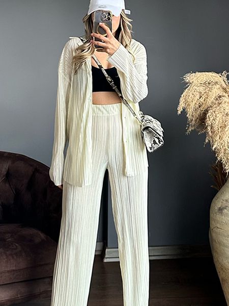 women's two piece pants pleated female split pant sets 2023 spring casual long sleeve shirts 2 set elastic waist straight trousers outf, White
women's two piece pants pleated female split pant sets 2023 spring casual long sleeve shirts 2 set elastic waist straight trousers outf, White