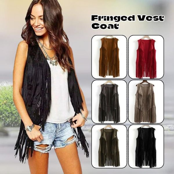 leather women cardigan sleeveless faux suede leather jacket motorcycle style vest fashion imitation ethnic suede tassel fringe vest, Black
leather women cardigan sleeveless faux suede leather jacket motorcycle style vest fashion imitation ethnic suede tassel fringe vest, Black