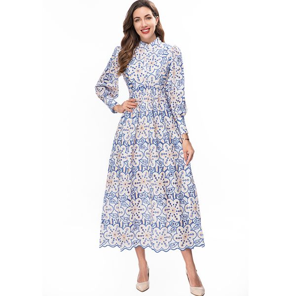 women's runway dresses o neck long sleeves printed embroidery fashion a line designer vestidos, Black
women's runway dresses o neck long sleeves printed embroidery fashion a line designer vestidos, Black