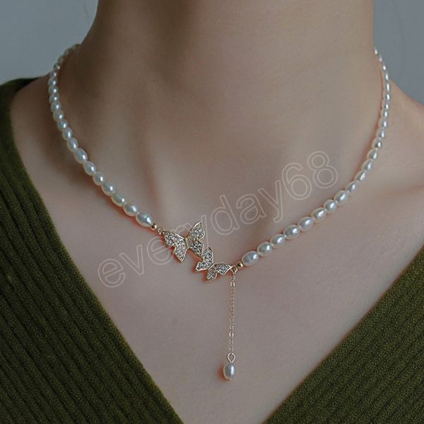 french retro butterfly pearl necklace ins style gentle zircon pendant collarbone chain choker women vintage elegant necklace, Silver
french retro butterfly pearl necklace ins style gentle zircon pendant collarbone chain choker women vintage elegant necklace, Silver