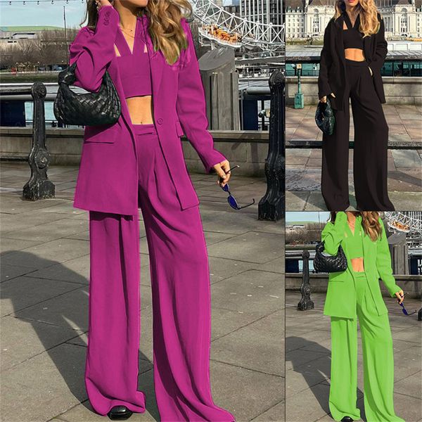 women's suits blazers women pant sets in spring business casual loose blazer and wide leg pants elegant office lady formal 2 piece set, White;black
women's suits blazers women pant sets in spring business casual loose blazer and wide leg pants elegant office lady formal 2 piece set, White;black