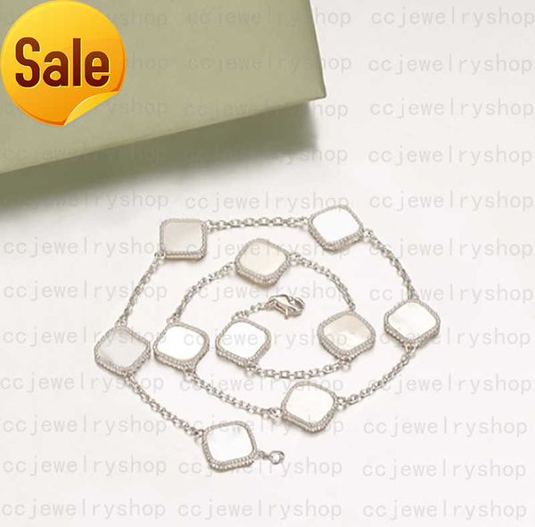 45cm-fashion classic agate four leaf clover necklace long ten 10 flowers pendant mother-of-pearl for women girl valentine's mother', Silver
45cm-fashion classic agate four leaf clover necklace long ten 10 flowers pendant mother-of-pearl for women girl valentine's mother', Silver