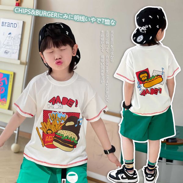 2023 summer trendy brand children's clothing ape man french fries hamburger middle and big boys' short sleeve t-shirt, Blue
2023 summer trendy brand children's clothing ape man french fries hamburger middle and big boys' short sleeve t-shirt, Blue