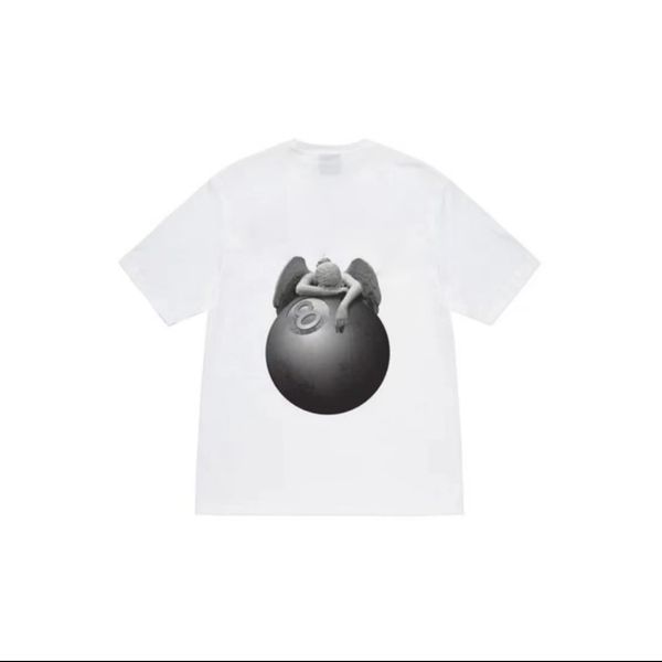 23ss new woman men's t-shirts vintage classic angel black no. 8 pool ball printed short sleeve casual summer fashion breathable high st, White;black 
23ss new woman men's t-shirts vintage classic angel black no. 8 pool ball printed short sleeve casual summer fashion breathable high st, White;black