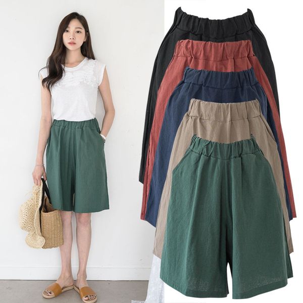 women's shorts 2023 summer cotton linen large size pants high waist elastic knee length pockets 230426, White;black
women's shorts 2023 summer cotton linen large size pants high waist elastic knee length pockets 230426, White;black