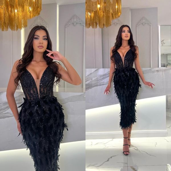 gorgeous mermaid prom dresses v-neck shining sequins sleeveless feathers prom dress tea-length backless custom made plus size party dress ve, Black
gorgeous mermaid prom dresses v-neck shining sequins sleeveless feathers prom dress tea-length backless custom made plus size party dress ve, Black