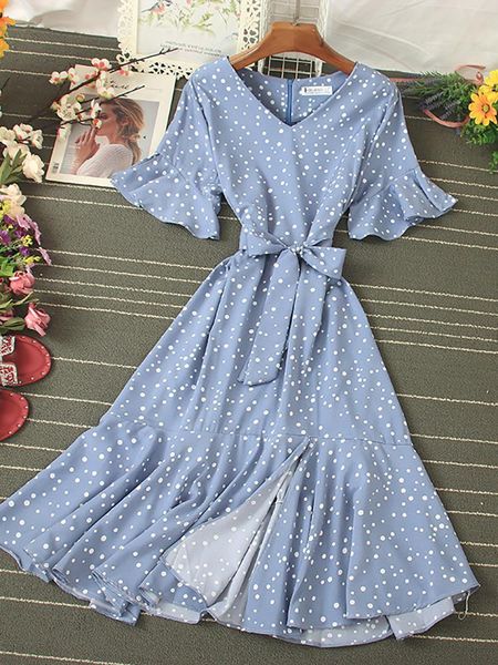 dresses summer women blue/green/pink polka dot dress 2020 vintage high waist aline ladies vestidos verano casual vneck dresses new, Black;gray
dresses summer women blue/green/pink polka dot dress 2020 vintage high waist aline ladies vestidos verano casual vneck dresses new, Black;gray