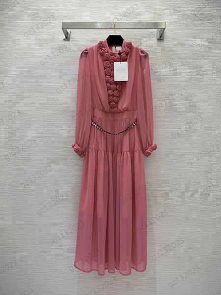 designer dresses chest stereo camellia decoration long-sleeved stand-up collar dress beaded belt pulled high waist line large hem pleated ma, Black;gray
designer dresses chest stereo camellia decoration long-sleeved stand-up collar dress beaded belt pulled high waist line large hem pleated ma, Black;gray