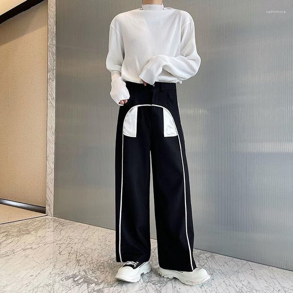 autumn 2023 ins korean wide leg men black white contrast color stitching casual long straight design
autumn 2023 ins korean wide leg men black white contrast color stitching casual long straight design