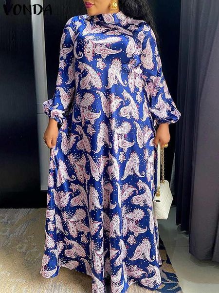 dresses s5xl vonda elegant women dress 2022 summer long sleeve stand collor printed party maxi dress vintage casual vestido plus size, Black
dresses s5xl vonda elegant women dress 2022 summer long sleeve stand collor printed party maxi dress vintage casual vestido plus size, Black