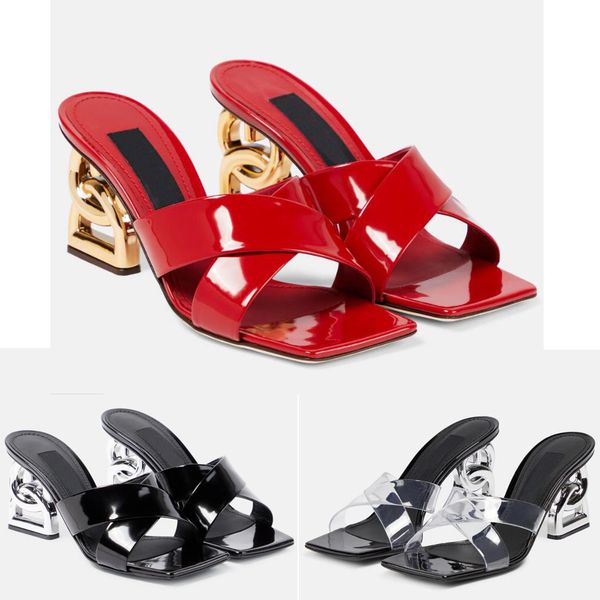 summer women's sandals letter heel design italian polished calf leather production open toe square head rubber sole high heel slippers, Black
summer women's sandals letter heel design italian polished calf leather production open toe square head rubber sole high heel slippers, Black