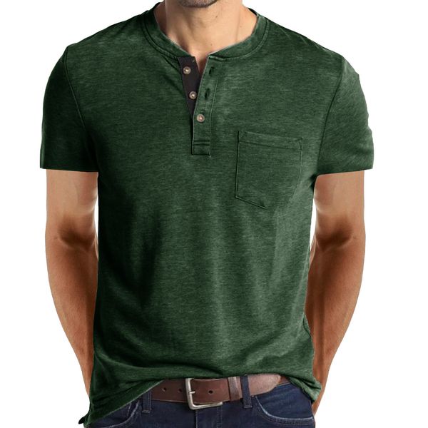 men's t-shirts summer fashion america style men's short sleeve henry t-shirt solid color simple casual loose pullover tee with poc, White;black
men's t-shirts summer fashion america style men's short sleeve henry t-shirt solid color simple casual loose pullover tee with poc, White;black