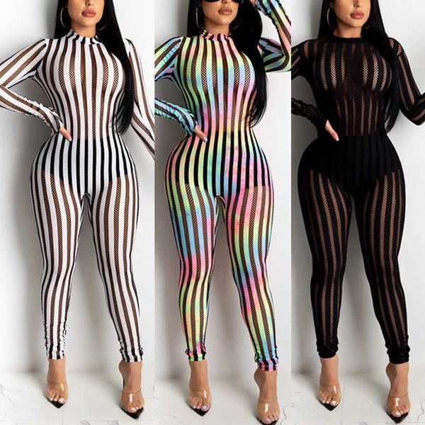 women's jumpsuits rompers bkld womans jumpsuits and rompers 2020 autumn new bodycon clubwear striped mesh transparent long sleeve women, Black;white
women's jumpsuits rompers bkld womans jumpsuits and rompers 2020 autumn new bodycon clubwear striped mesh transparent long sleeve women, Black;white