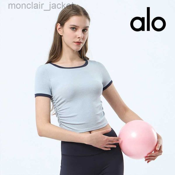desginer alos yoga t shirt spring/summer new round neck suit short sleeve waist fold sports training t-shirt women's fitness top, White
desginer alos yoga t shirt spring/summer new round neck suit short sleeve waist fold sports training t-shirt women's fitness top, White